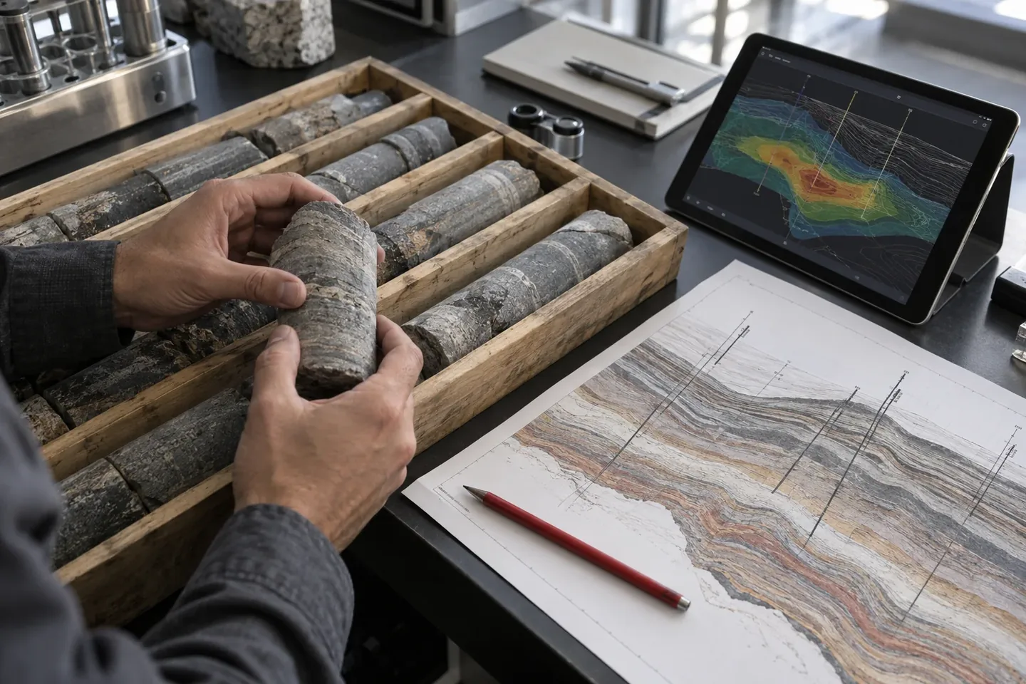 Análisis de muestras geológicas en laboratorio